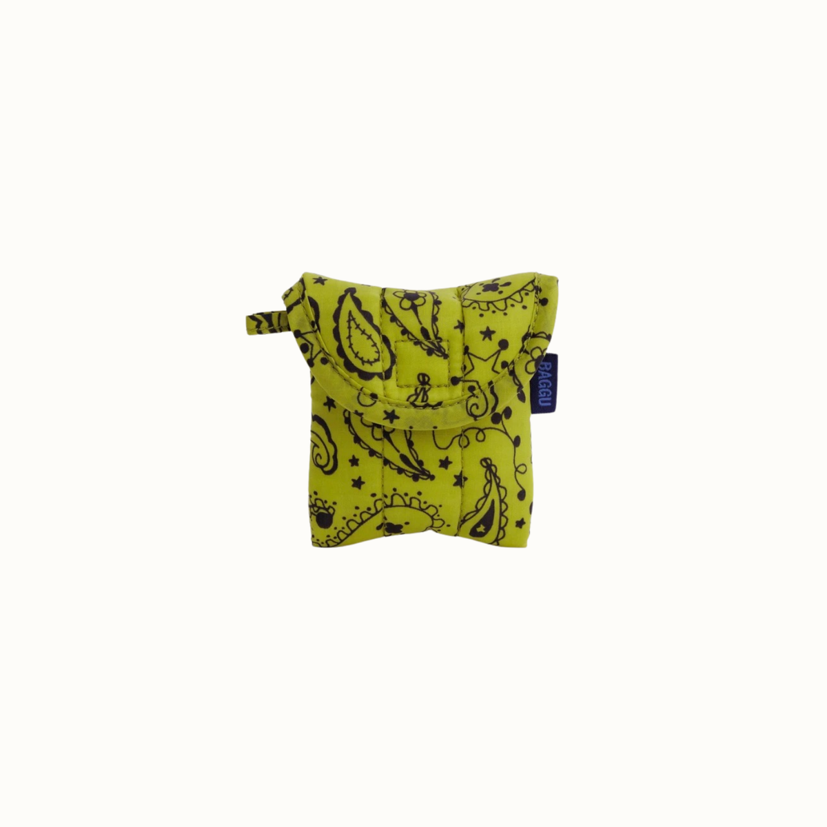 Puffy Earbuds Case - Chartreuse Paisley