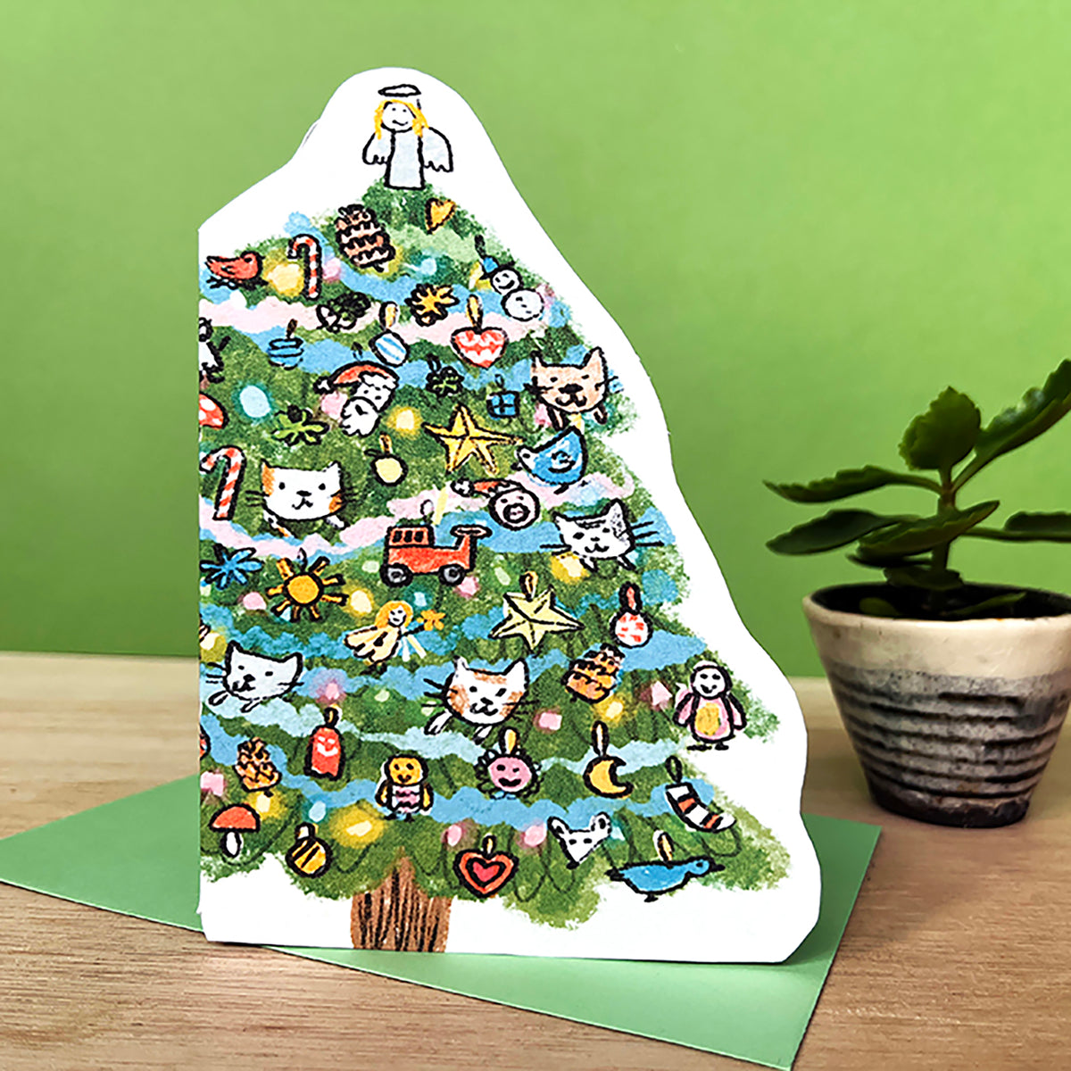 Christmas Tree with Cats Card