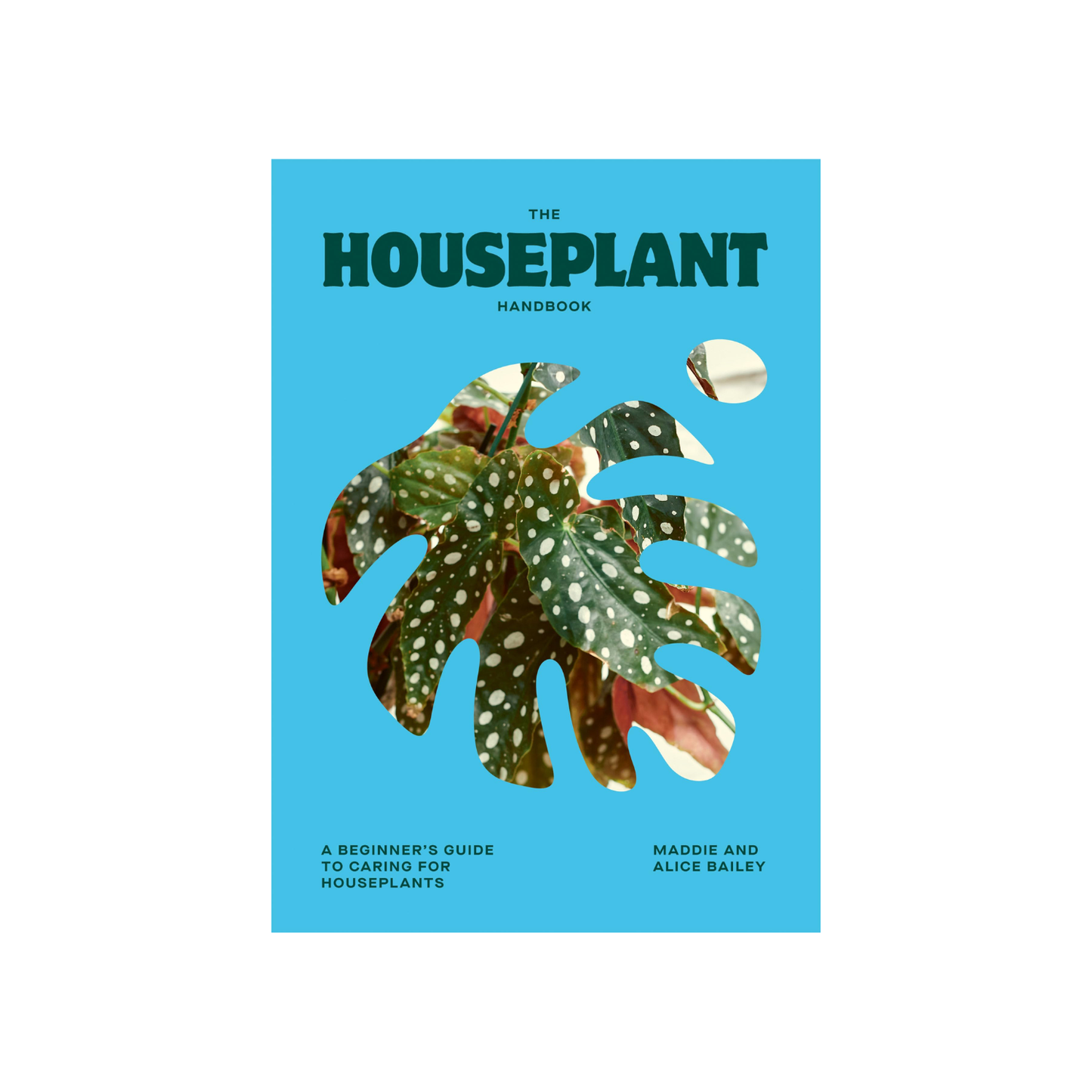 Houseplant handbook book cover with Monstera-style leaf illustration