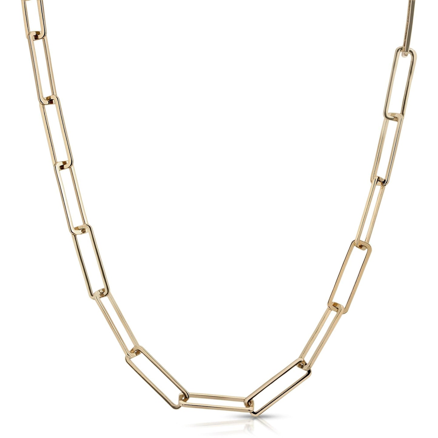 Gold-tone large rectangle link chain necklace