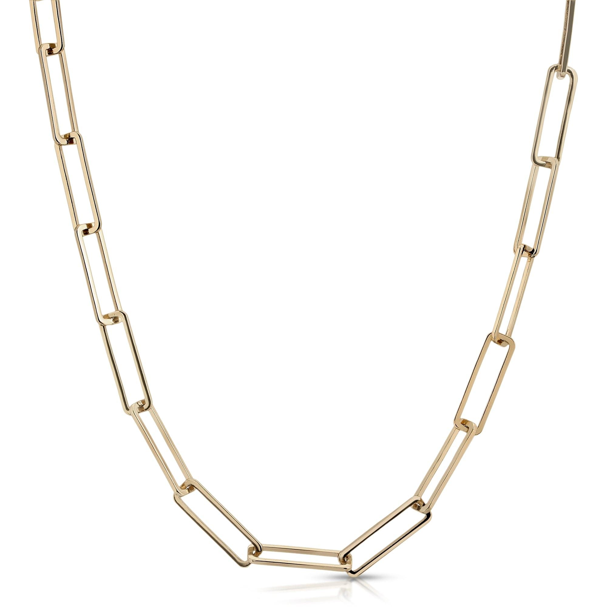 Gold-tone large rectangle link chain necklace