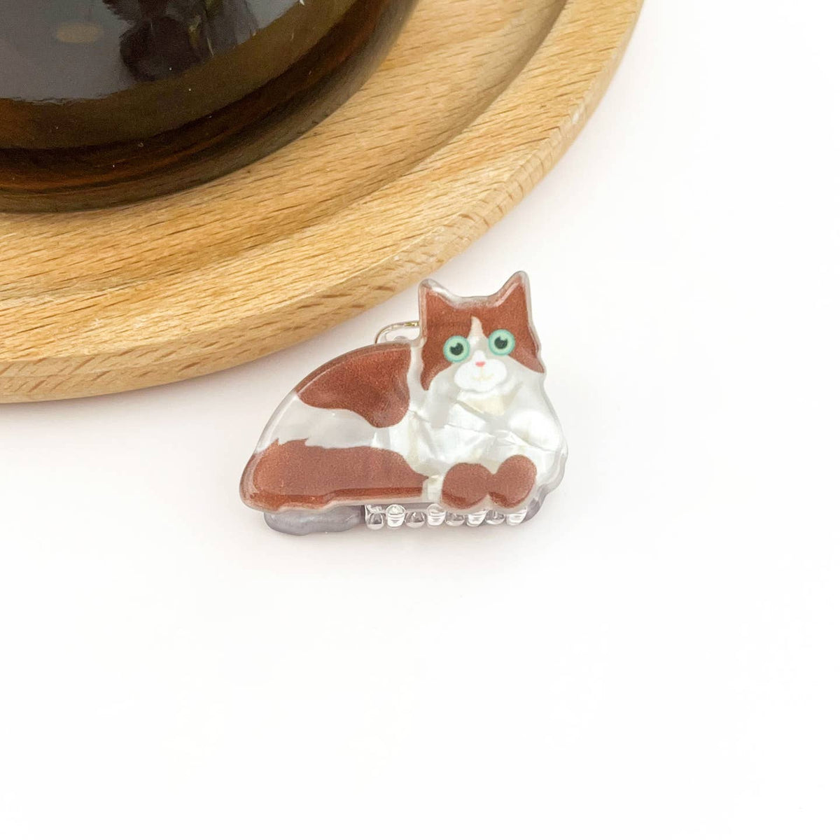 Mini Cat Hair Claw - Brown/White Cat