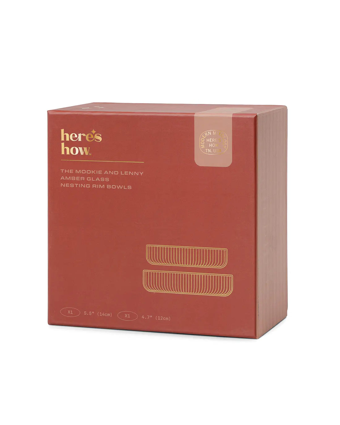 Red gift box with gold pattern for glass nesting bowls
