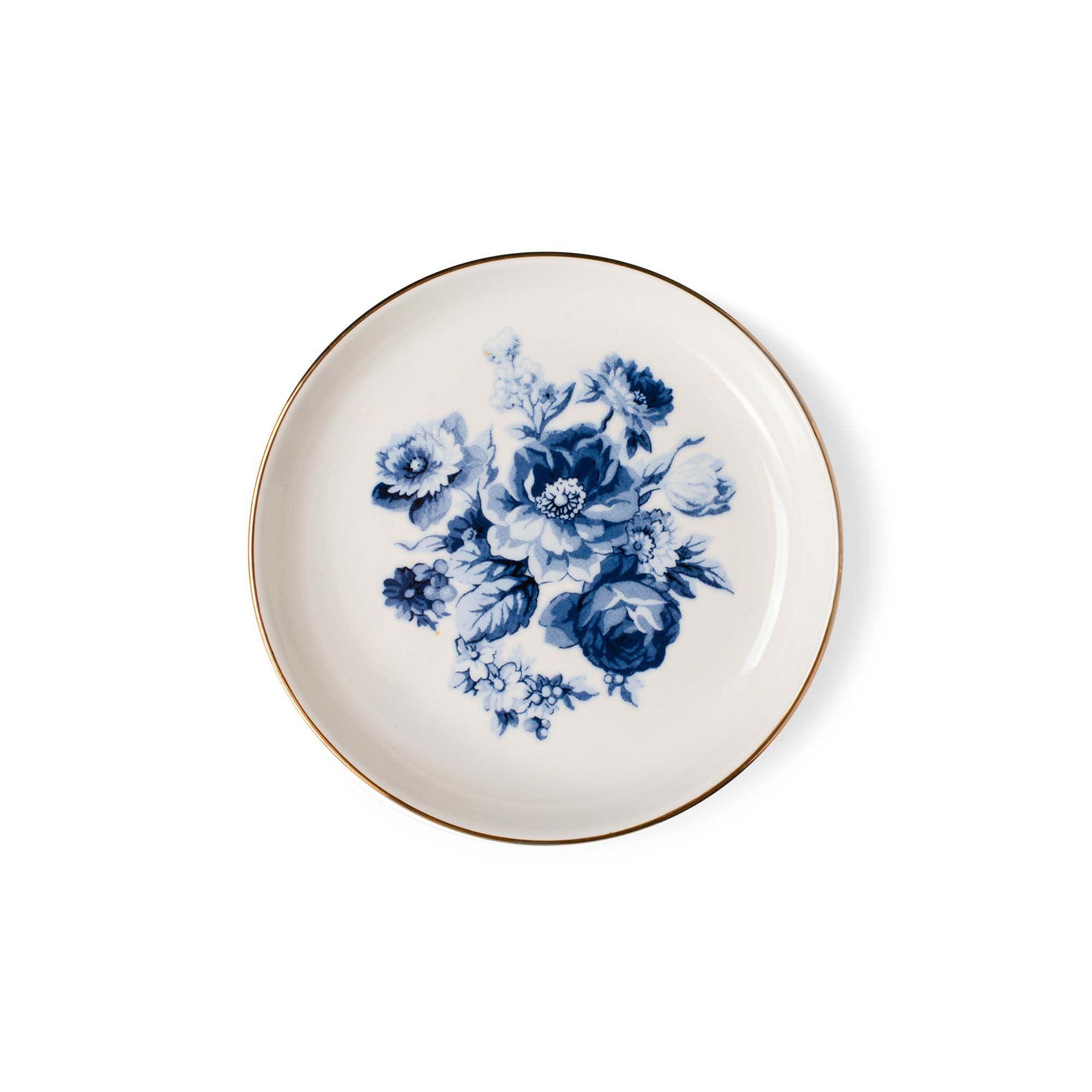 Blue Bouquet Small Round Trinket Dish