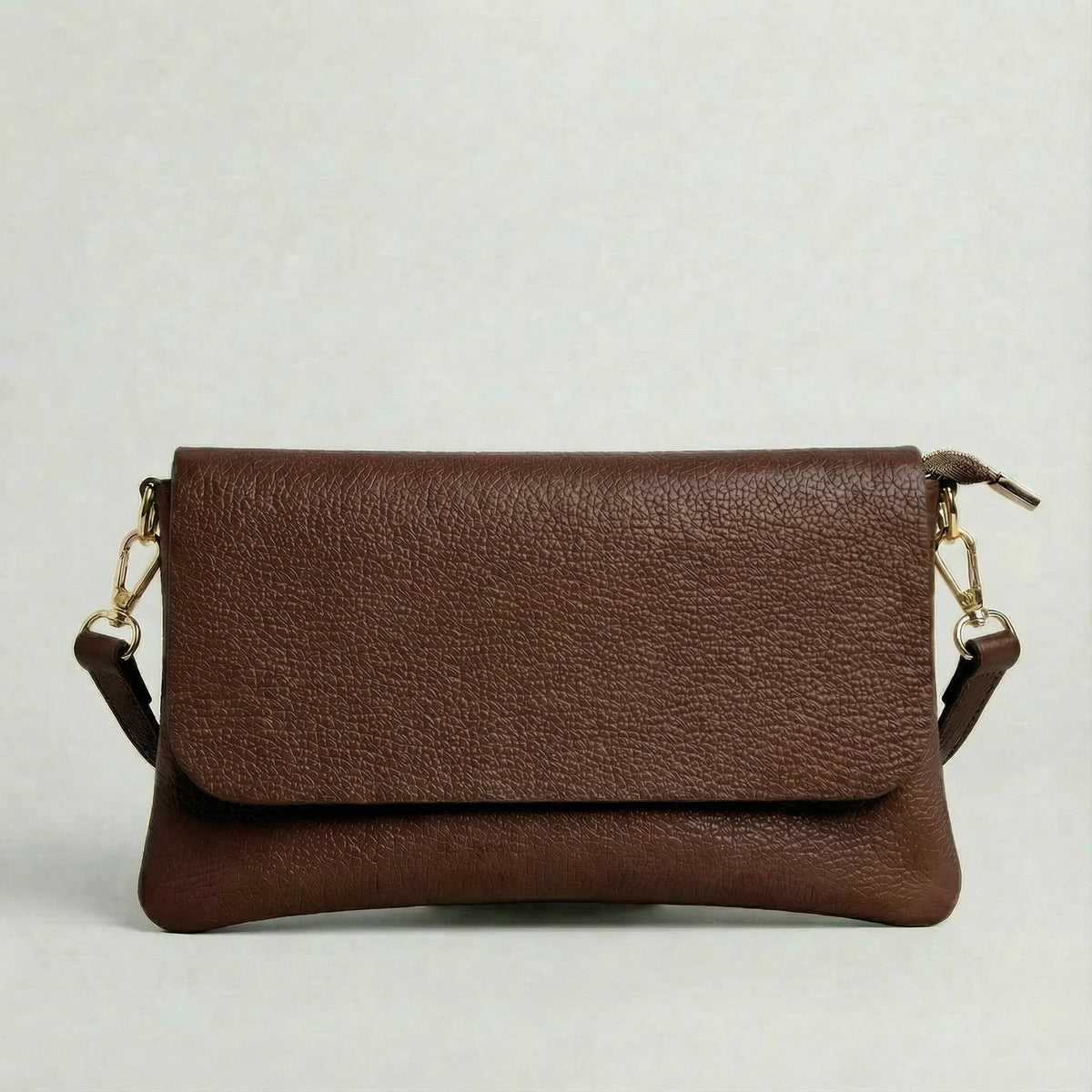 Pebble Leather Crossbody - Chocolate