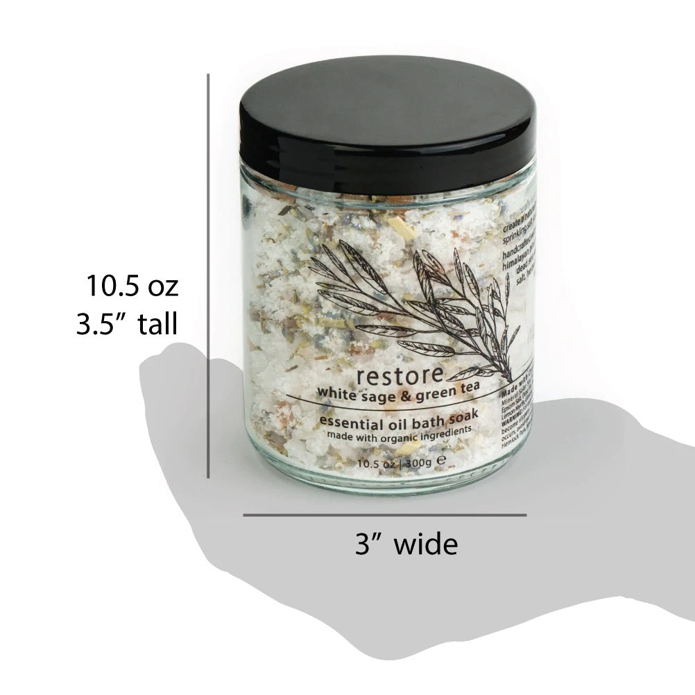 Bath soak jar, black lid; 3 in wide, 3.5 in tall, 10.5 oz
