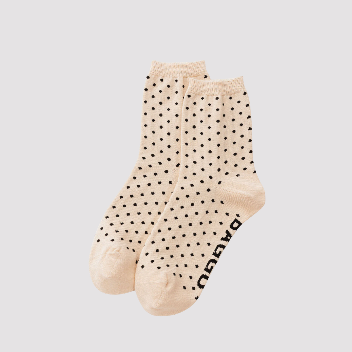 Crew socks in cream with tiny black dot pattern, two-pack