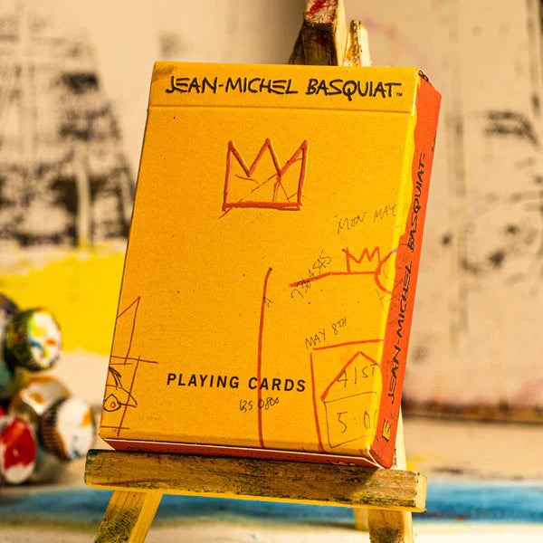 Basquiat playing cards deck box with artwork and “Playing Cards” text