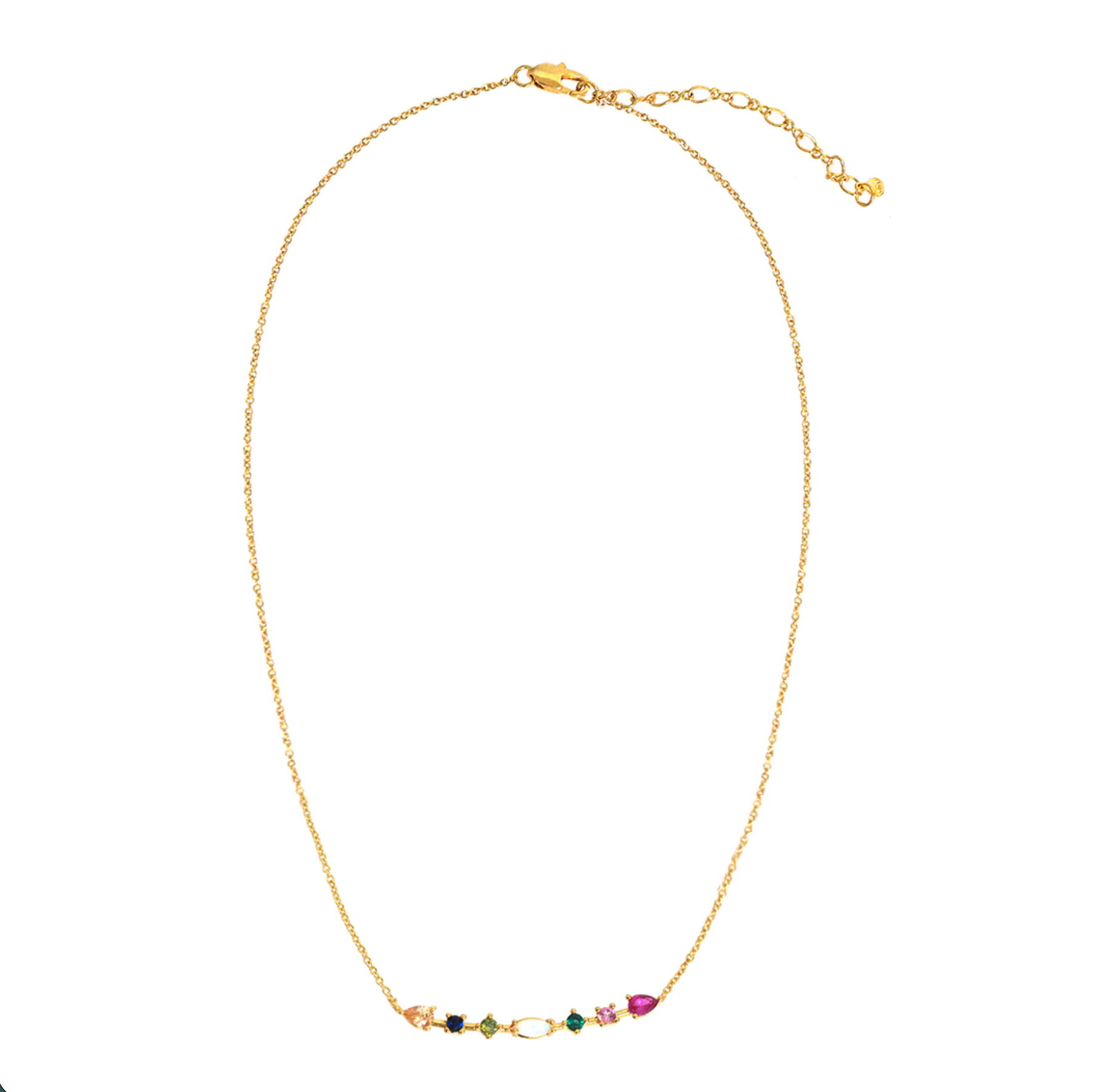Clustered Stone Bar Pendant Necklace - Multi Colored