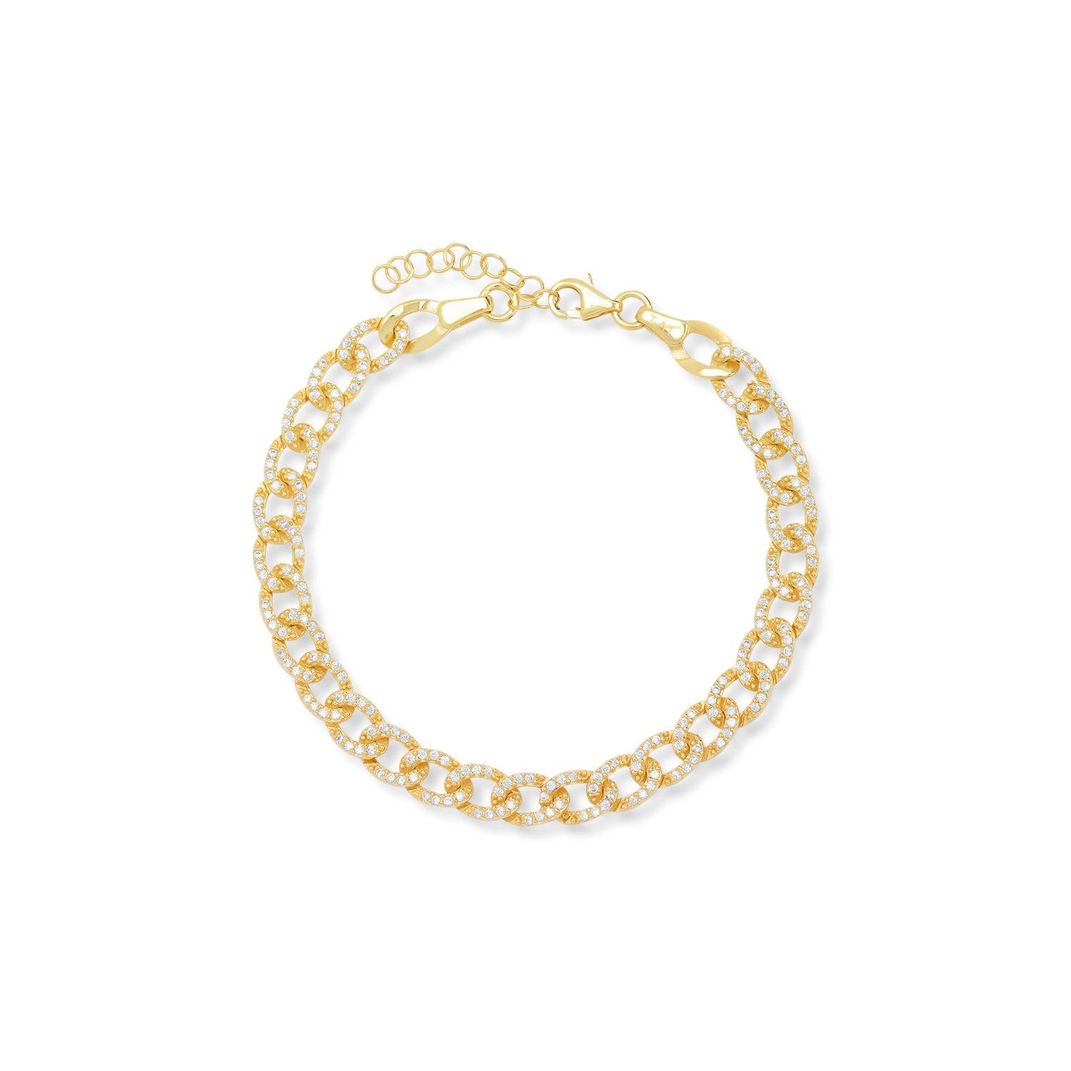 Gold pave chain link bracelet with clasp