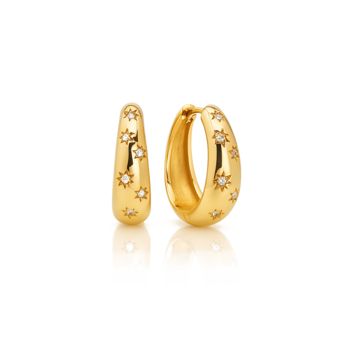 Gold-tone star hoop earrings with sparkling crystal stars