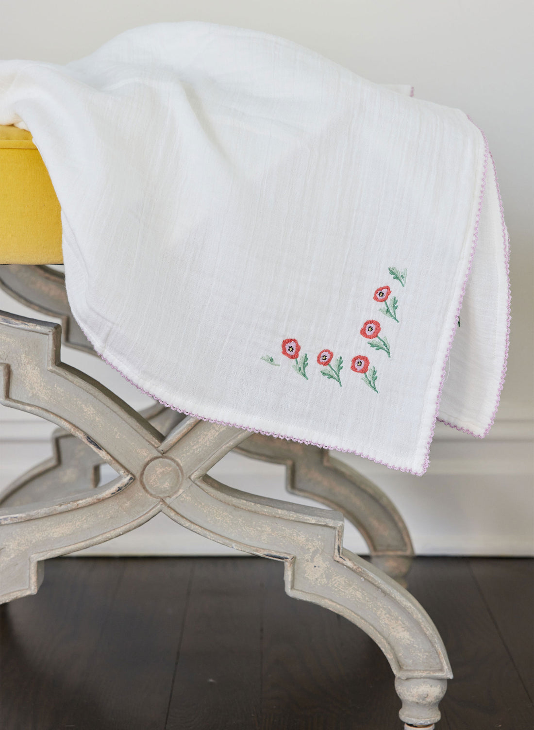 Shawl Blanket - Embroidered Poppy