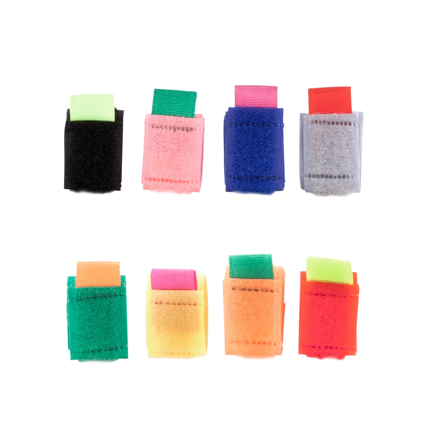 Assorted color cable ties in neon and dark shades, multiple tie packs