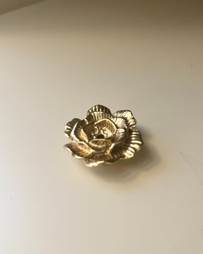Brass rose incense holder base with hollow center