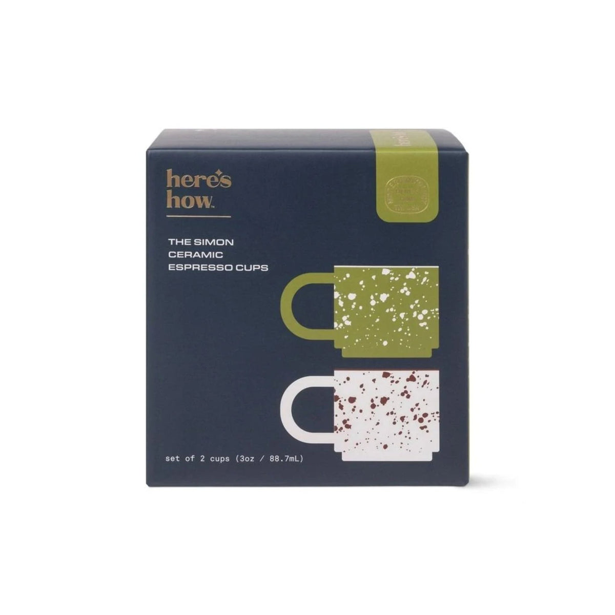 The Simon Set of 2 Espresso Cups - Cream + Olive