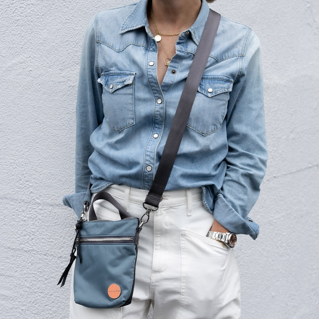 Shorthand - Phone Crossbody Bag - Steel Blue/Charcoal