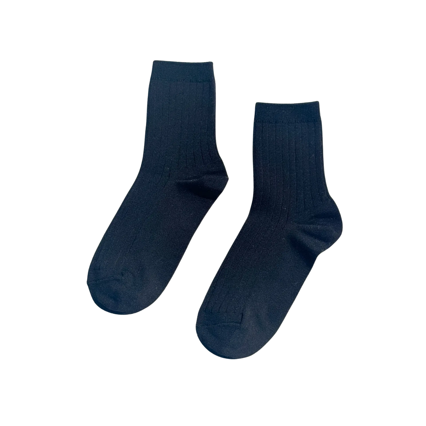 Mercerized ribbed cotton crew socks in dark color