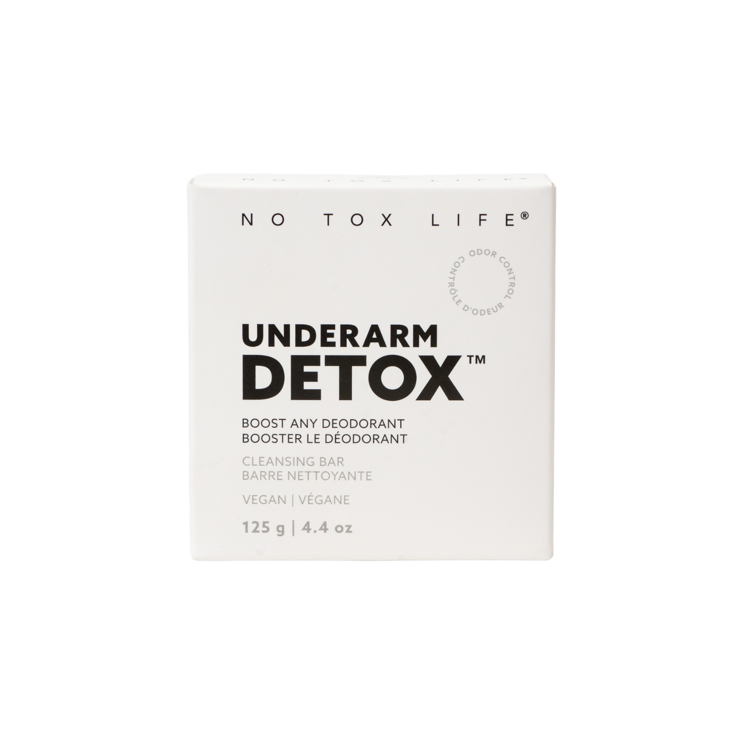 White boxed underarm detox deodorant bar, 125 g