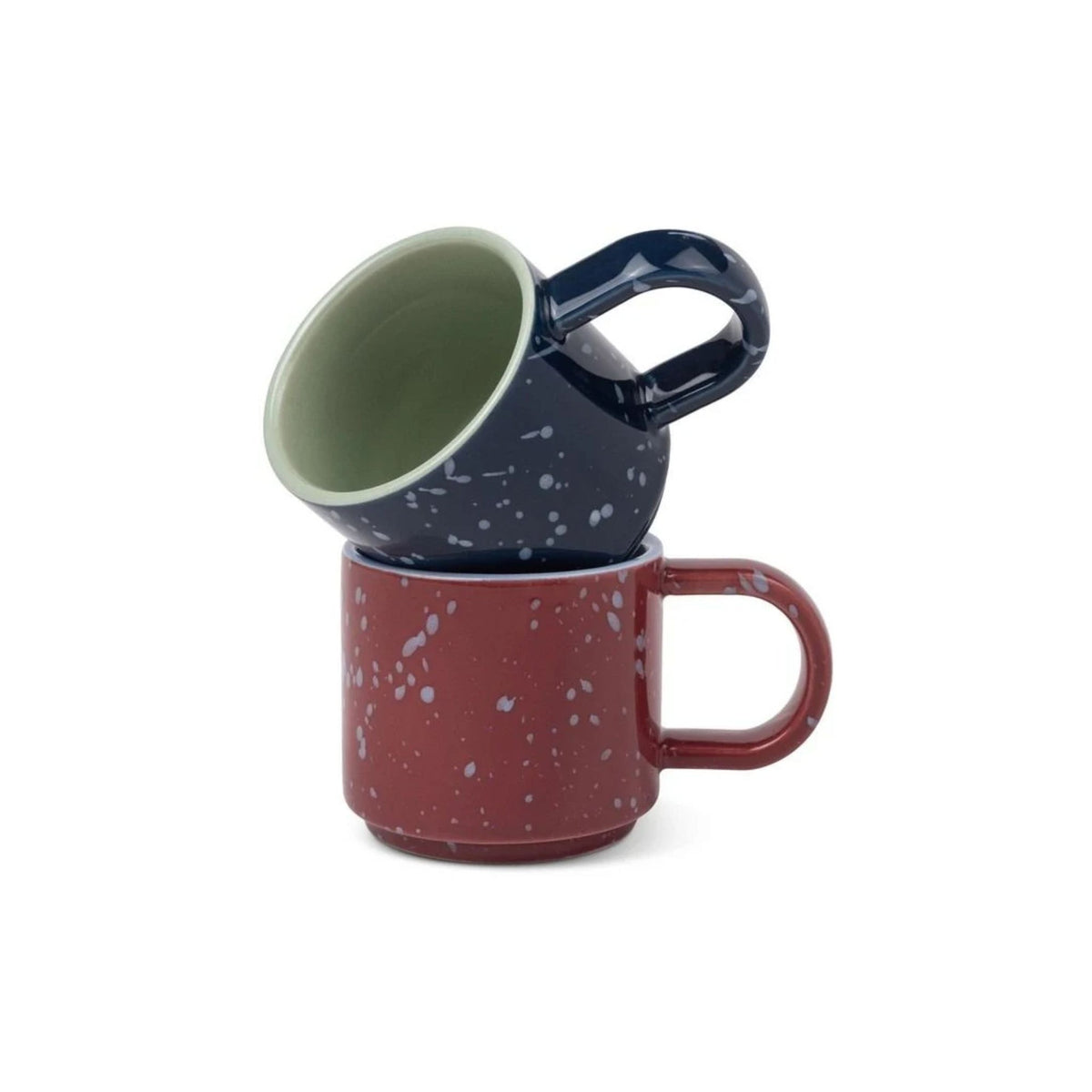 The Simon Set of 2 Espresso Cups - Burgundy + Navy