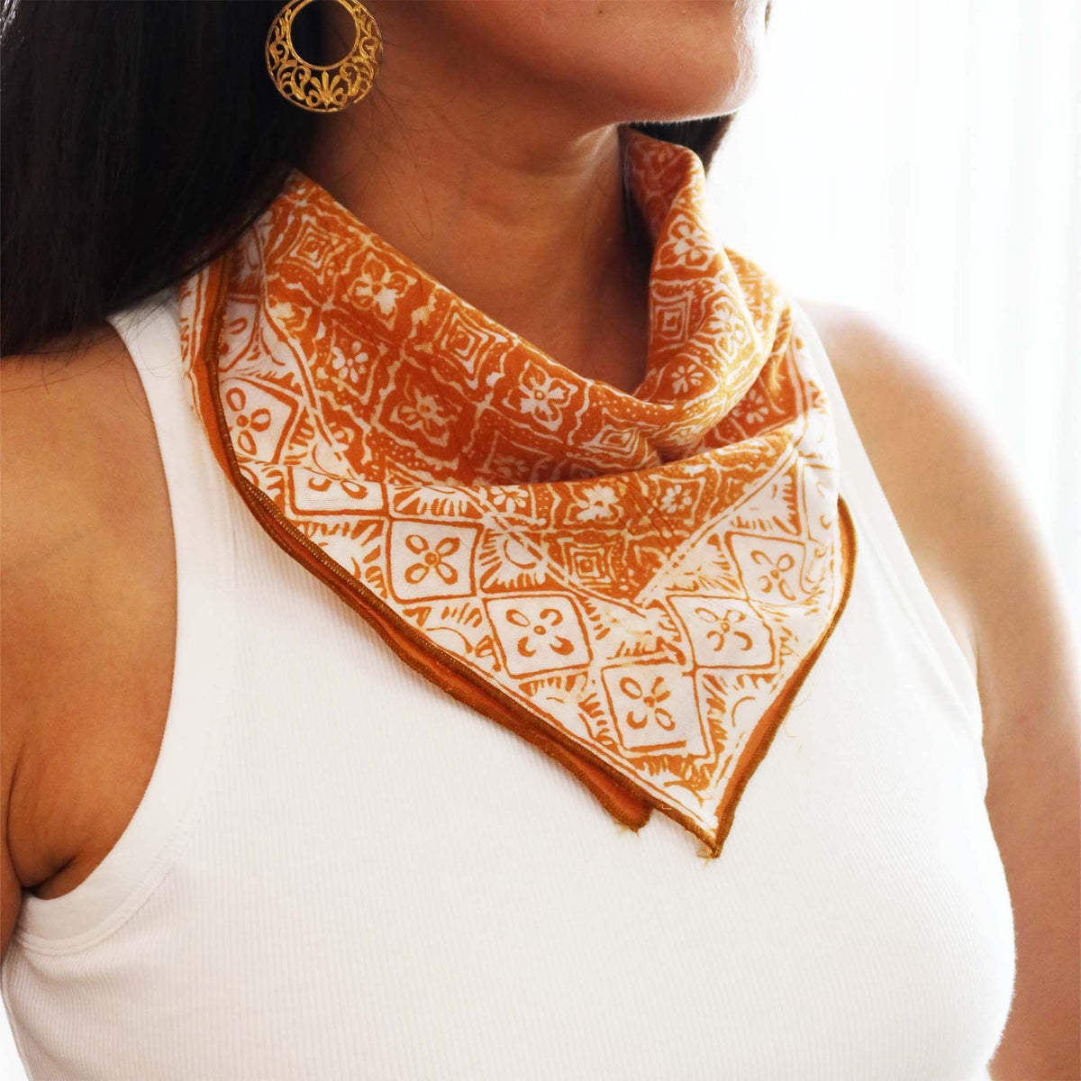 Hand Dyed Batik Bandana - Fall Autumn Kamboja