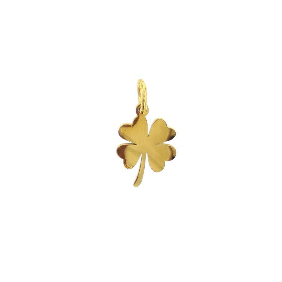 Gold four-leaf clover charm with loop bail