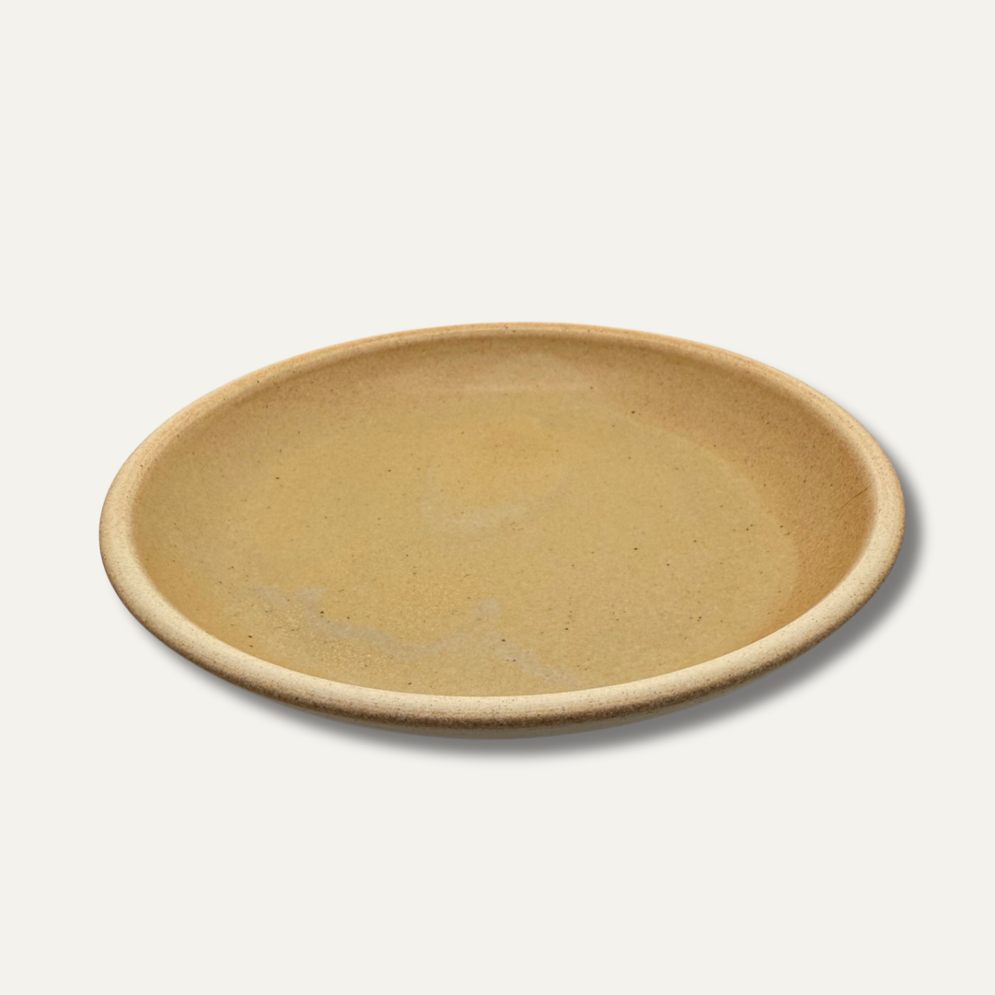Matte glazed deep dish plate, maize yellow, 8.5 in, top view