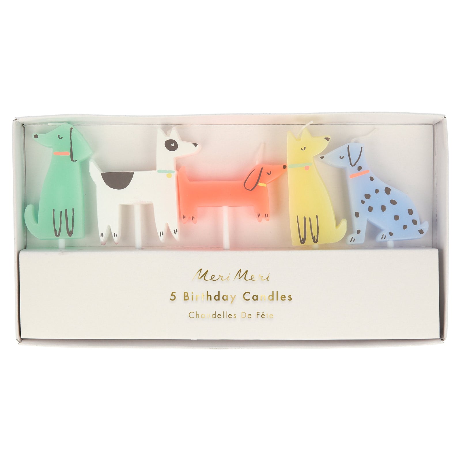 Dog birthday candle set in pastel illustrated gift box