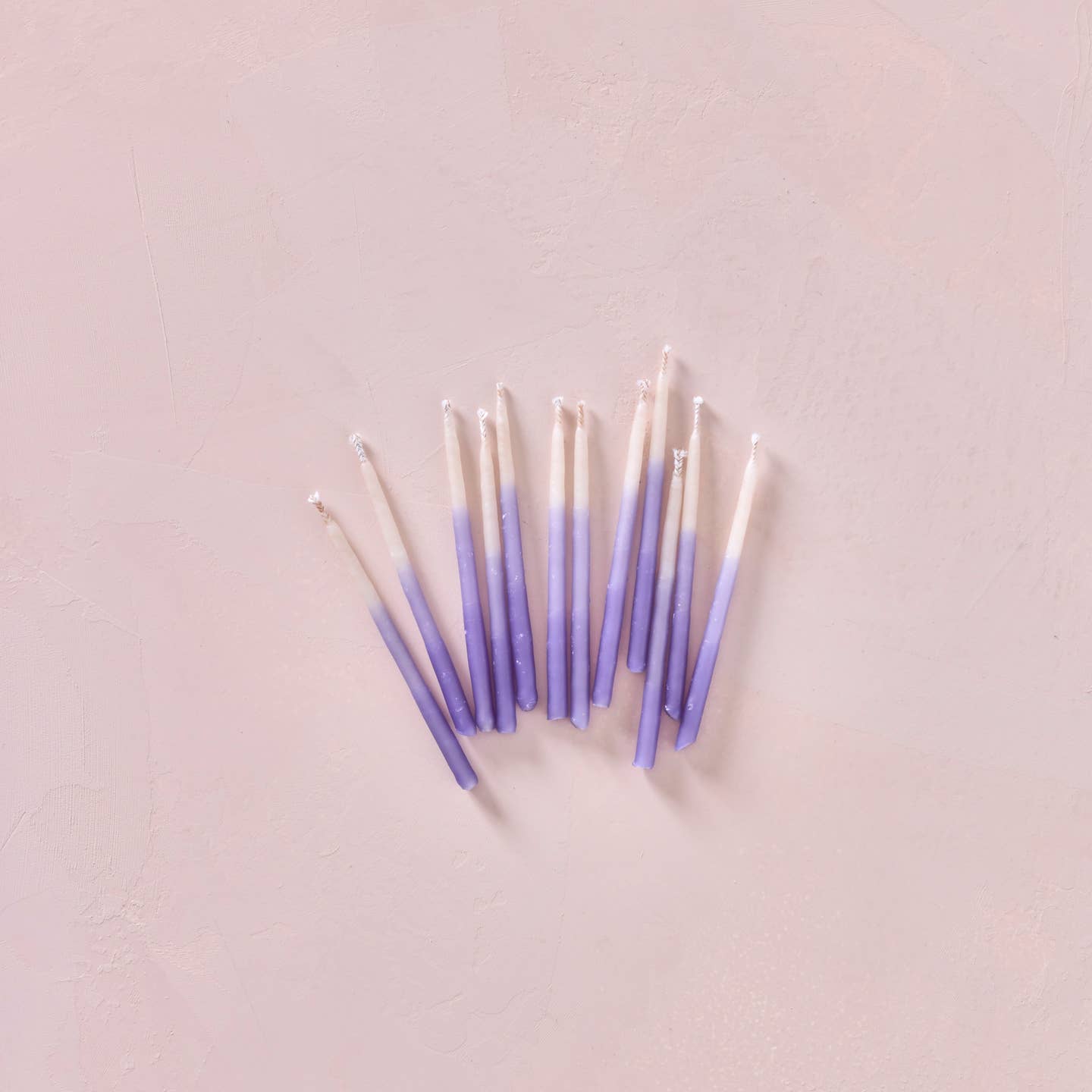 Violet ombre beeswax party candles, gradient purple taper candles with white wicks