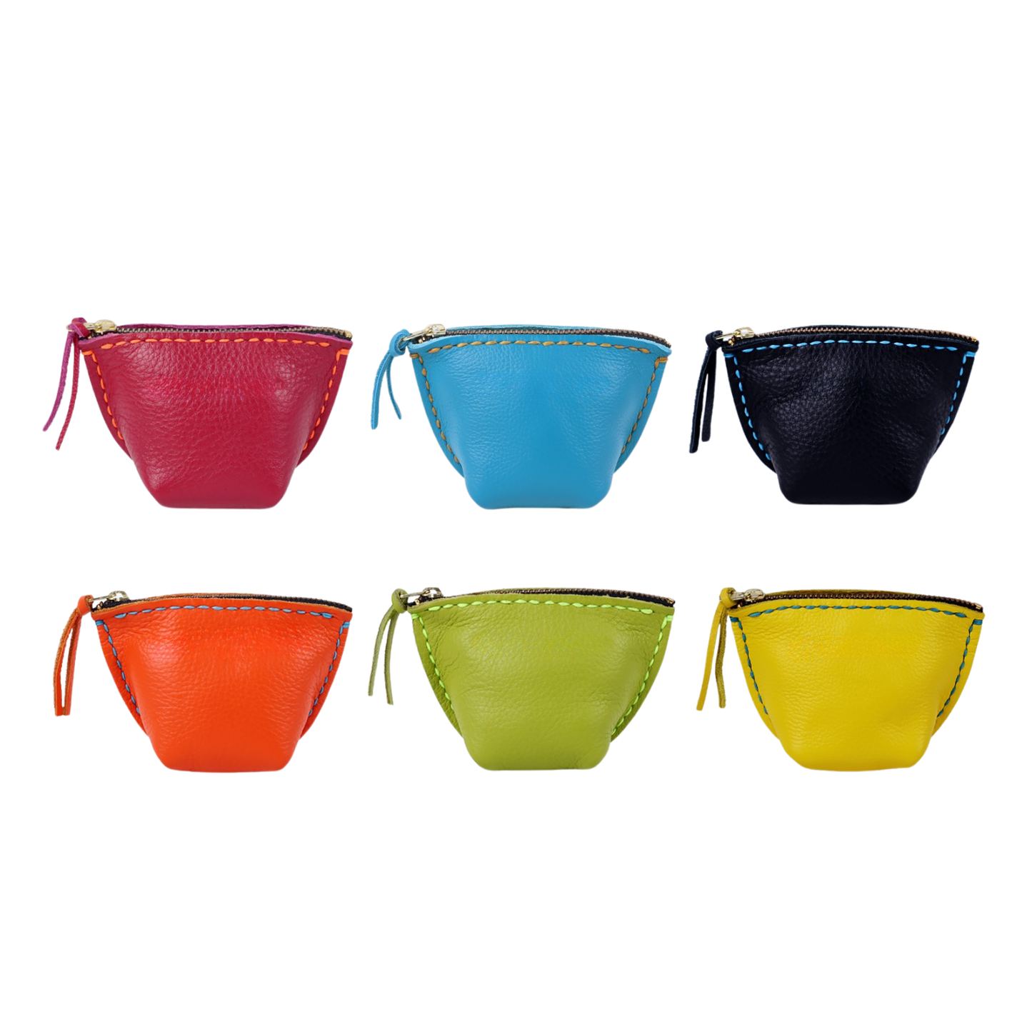 Nora coin purse set of mini zip pouches with tassel pulls in six colors