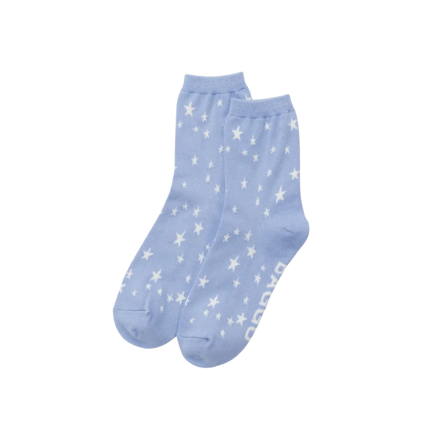 Crew socks in light blue with small white star pattern
