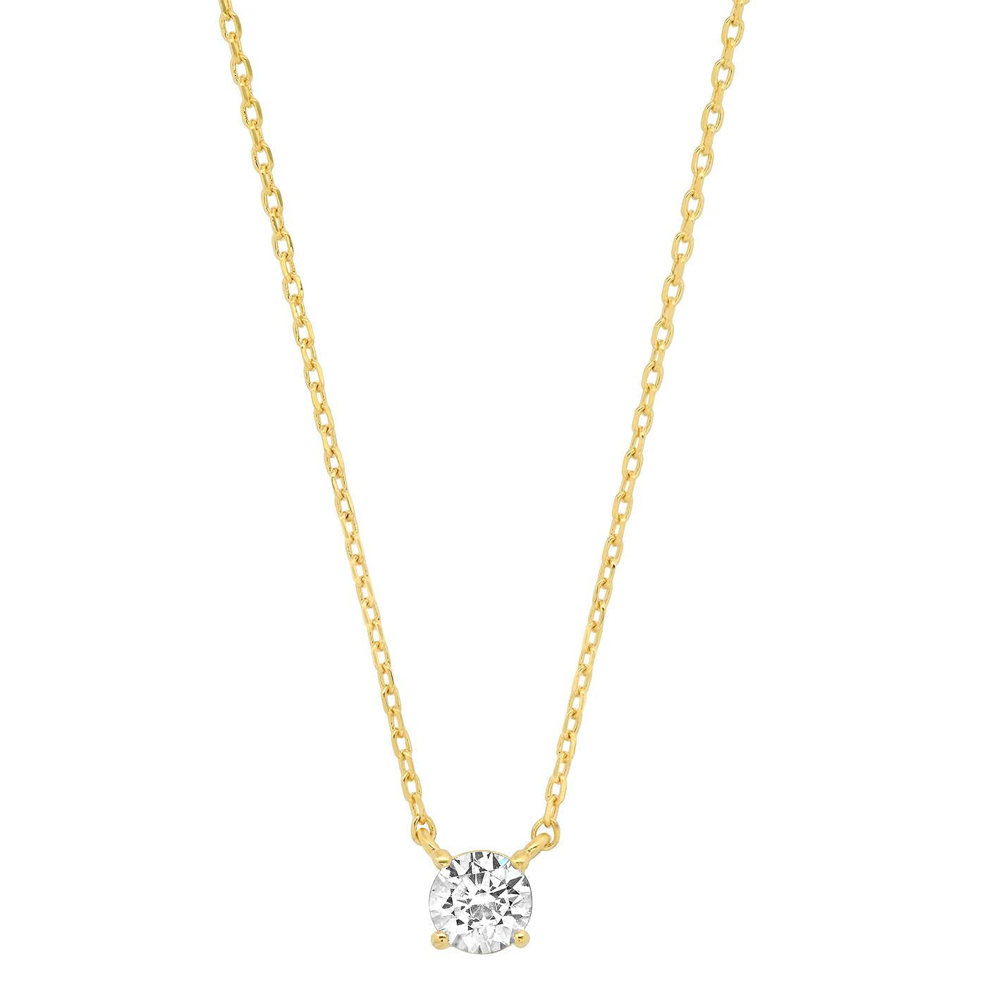 Gold chain necklace with small round CZ pendant
