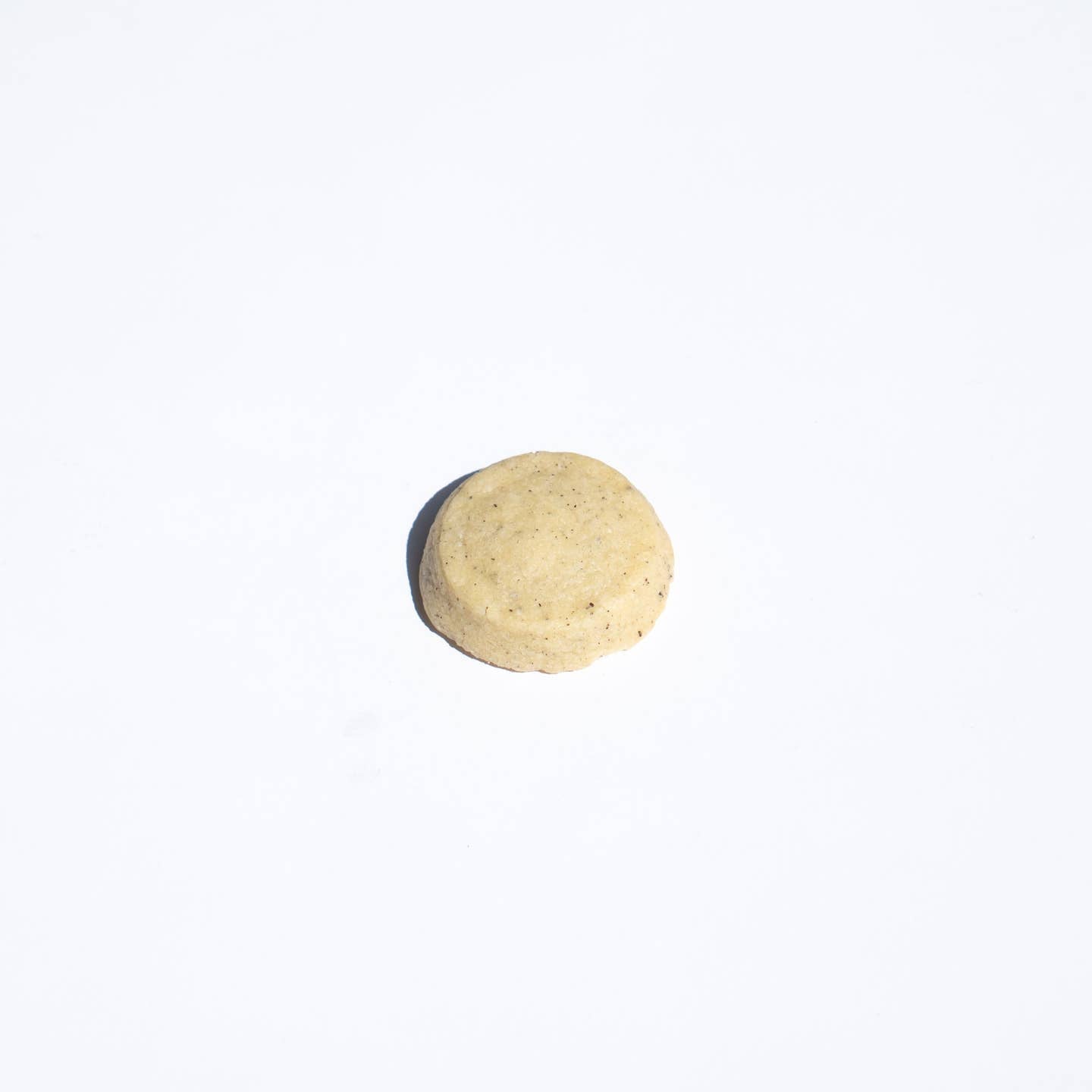 Vanilla Earl Grey shortbread cookie, round and flat