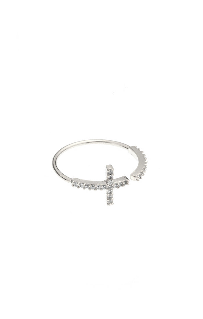 Cz Cross Open Ring