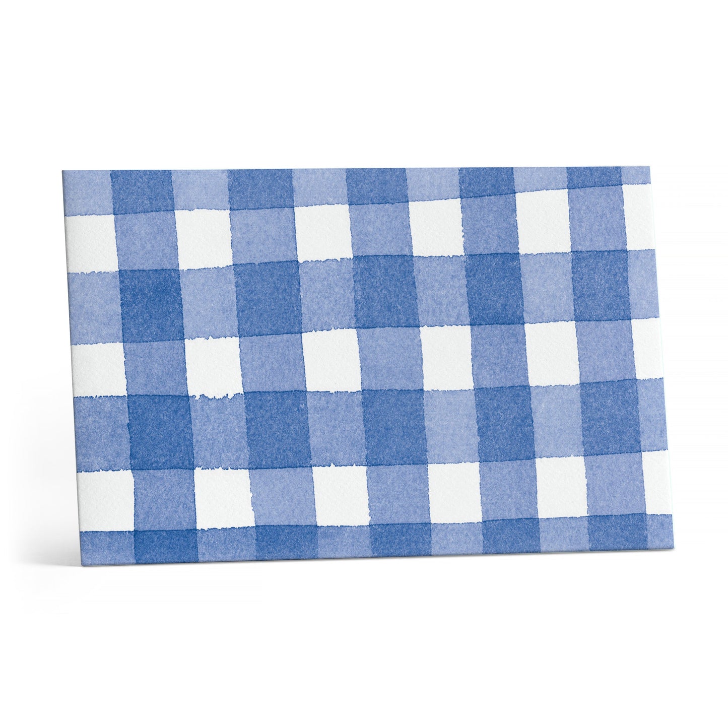 Blue-and-white checkered notes gift set cover with gingham pattern