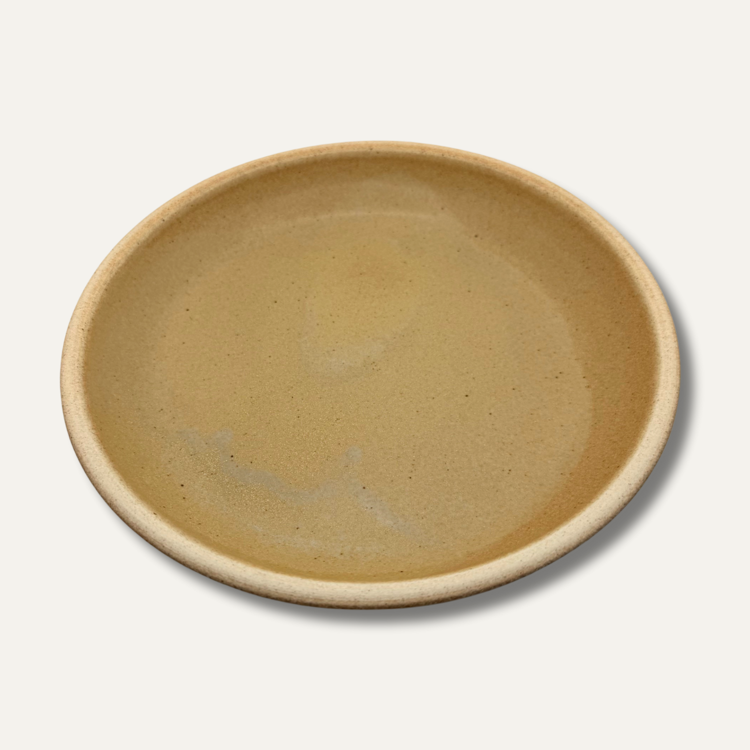 Matte glazed deep dish plate, maize yellow, 8.5 in, close-up top view