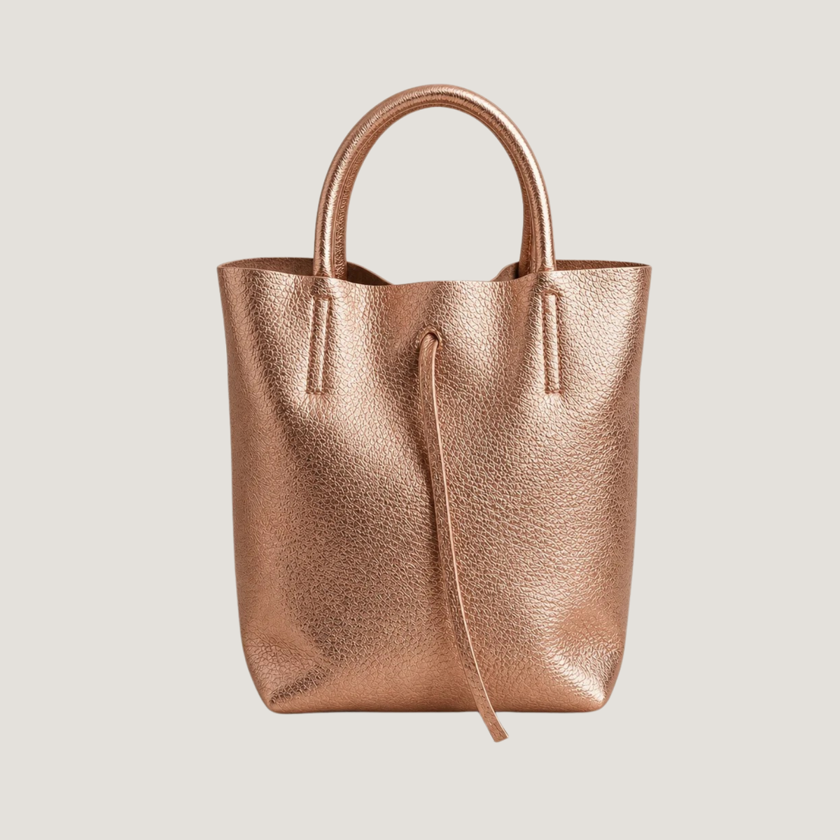 Mini Metallic Leather Tote - Rose Gold