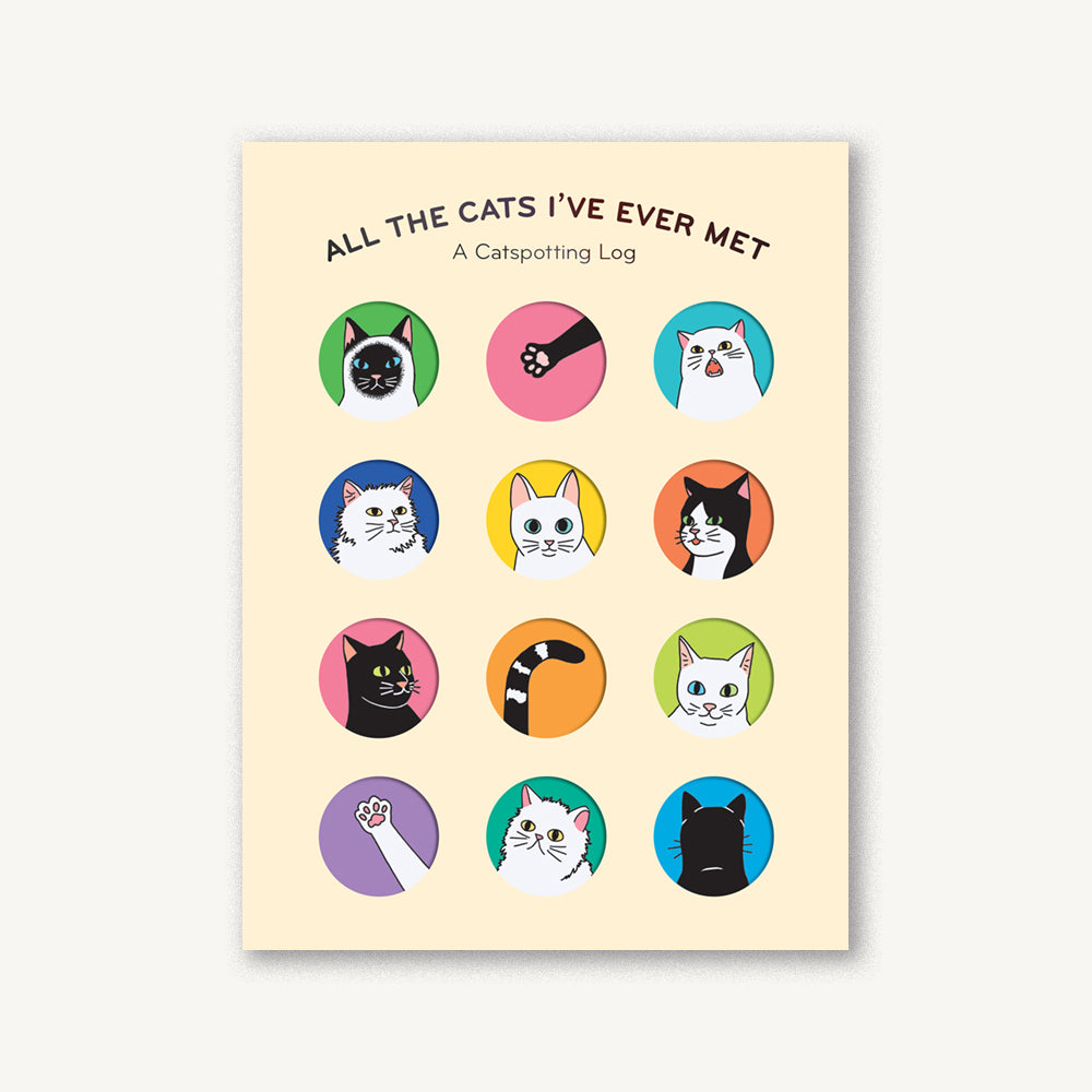 Catspotting log book with illustrated cat circles on cream cover
