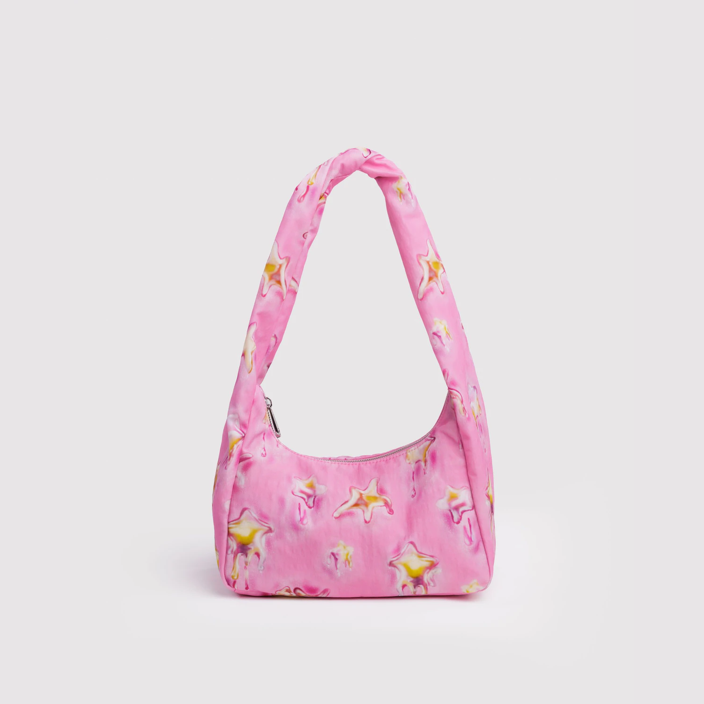 Small nylon meringue shoulder bag, pink with starfish print