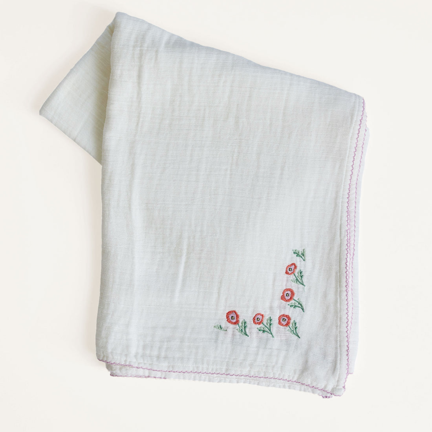 Shawl Blanket - Embroidered Poppy