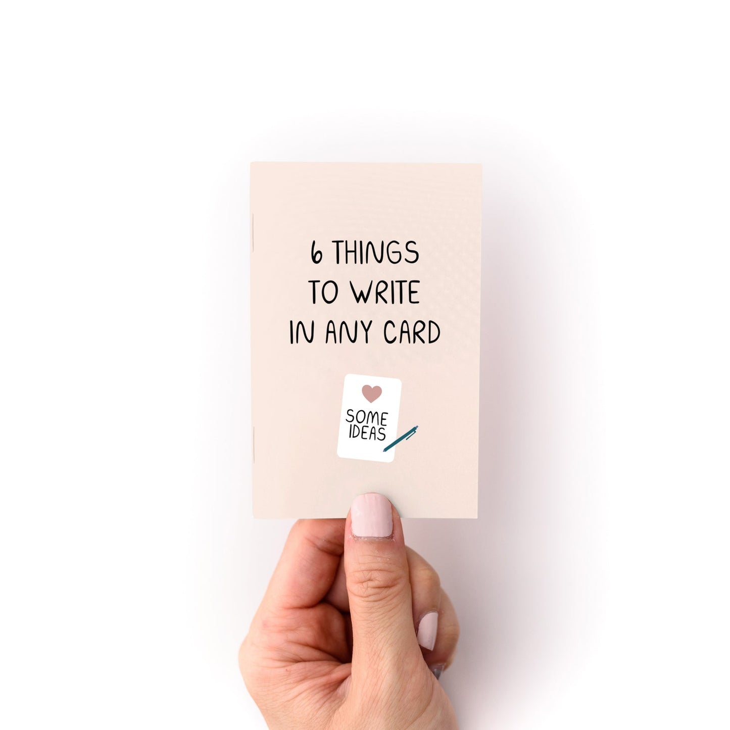 6-Things card-writing zine, pink cover with “Some ideas” label