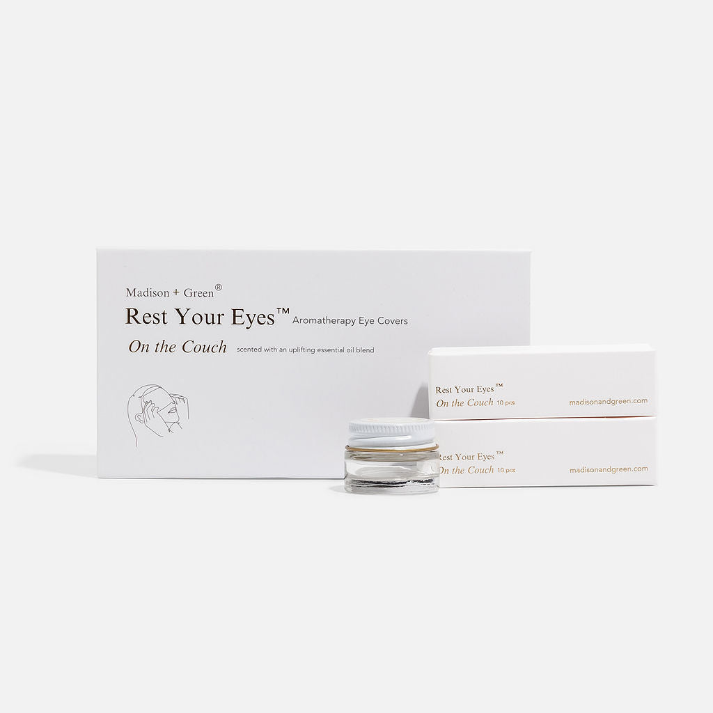 Aromatherapy eye covers gift set with box and small jar container