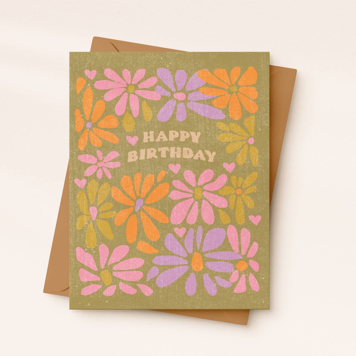 Happy Birthday Retro Flower Card