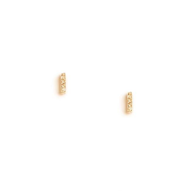 Mini column stud earrings with diamond-dusted sparkle in gold vermeil