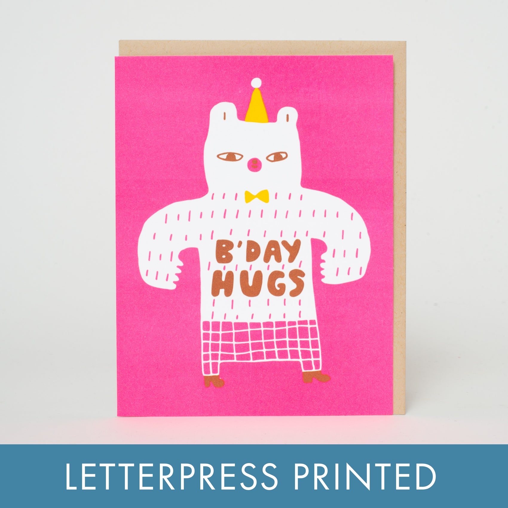 Birthday Bear Hugs Letterpress Greeting Card