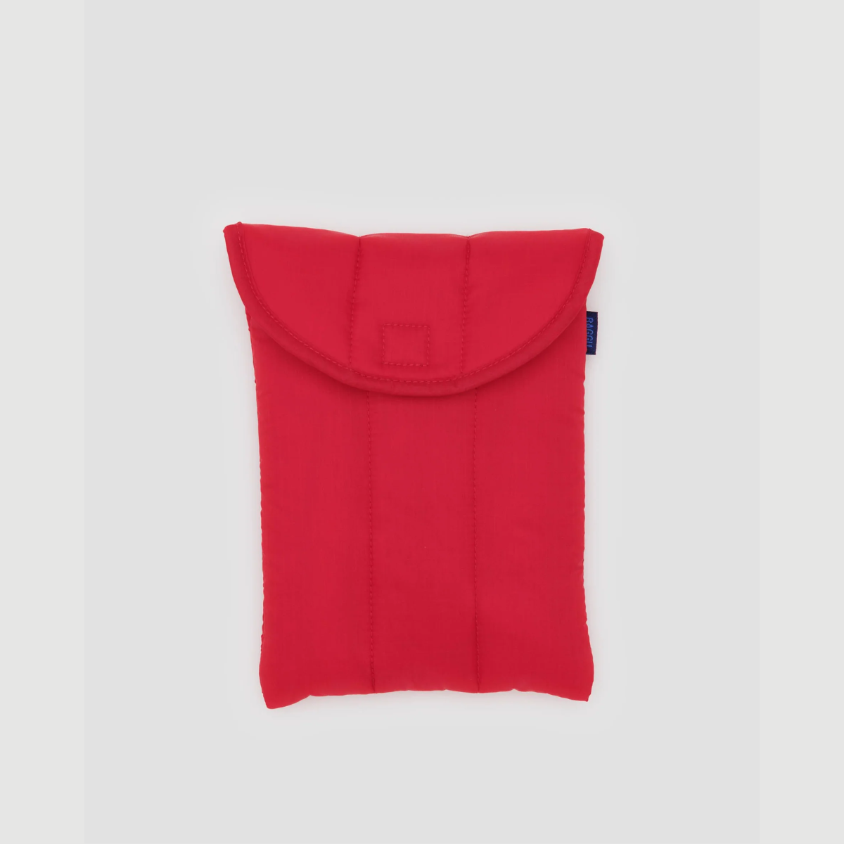 8-inch puffy tablet sleeve in red with flap pocket