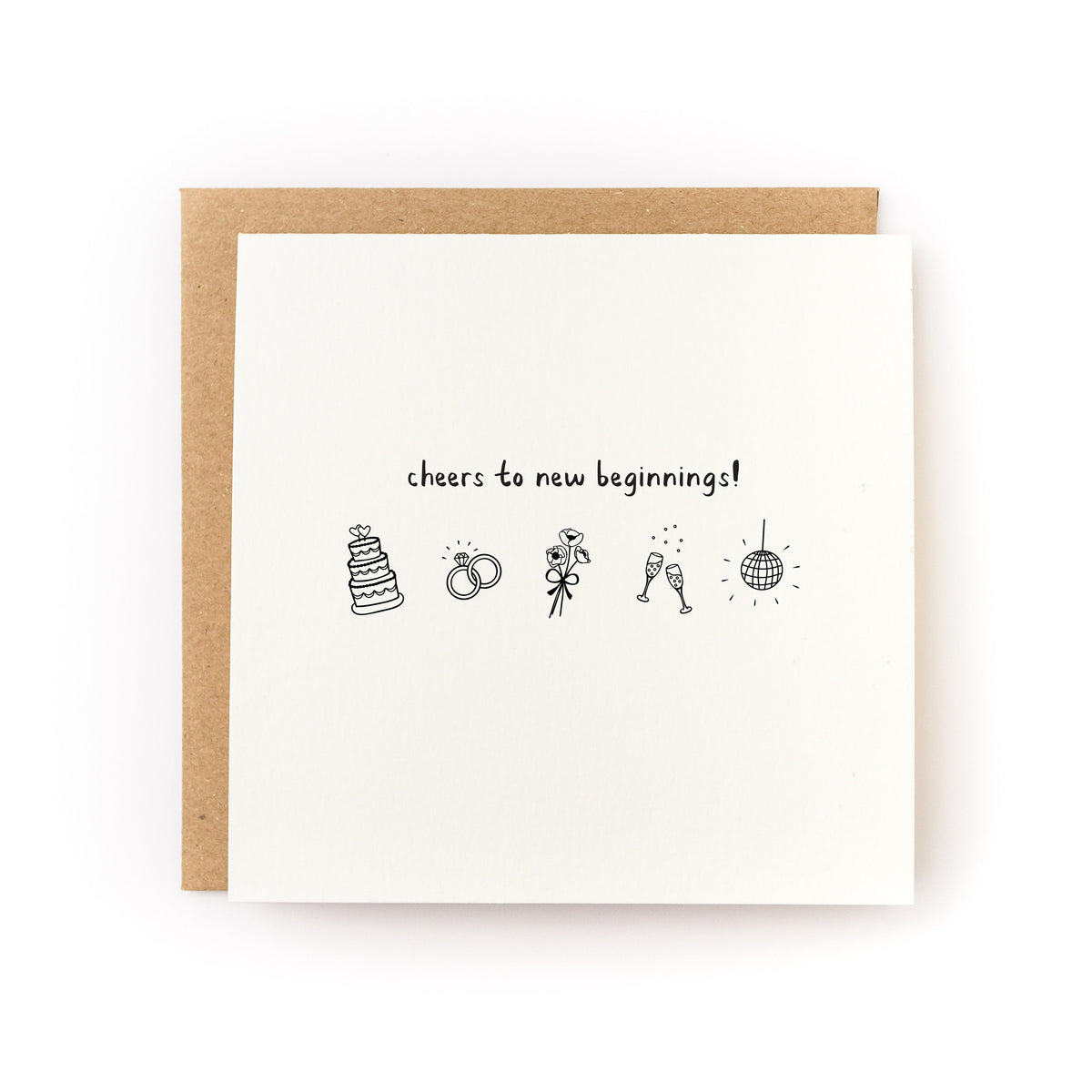 Cheers To New Beginnings Wedding Letterpress Card