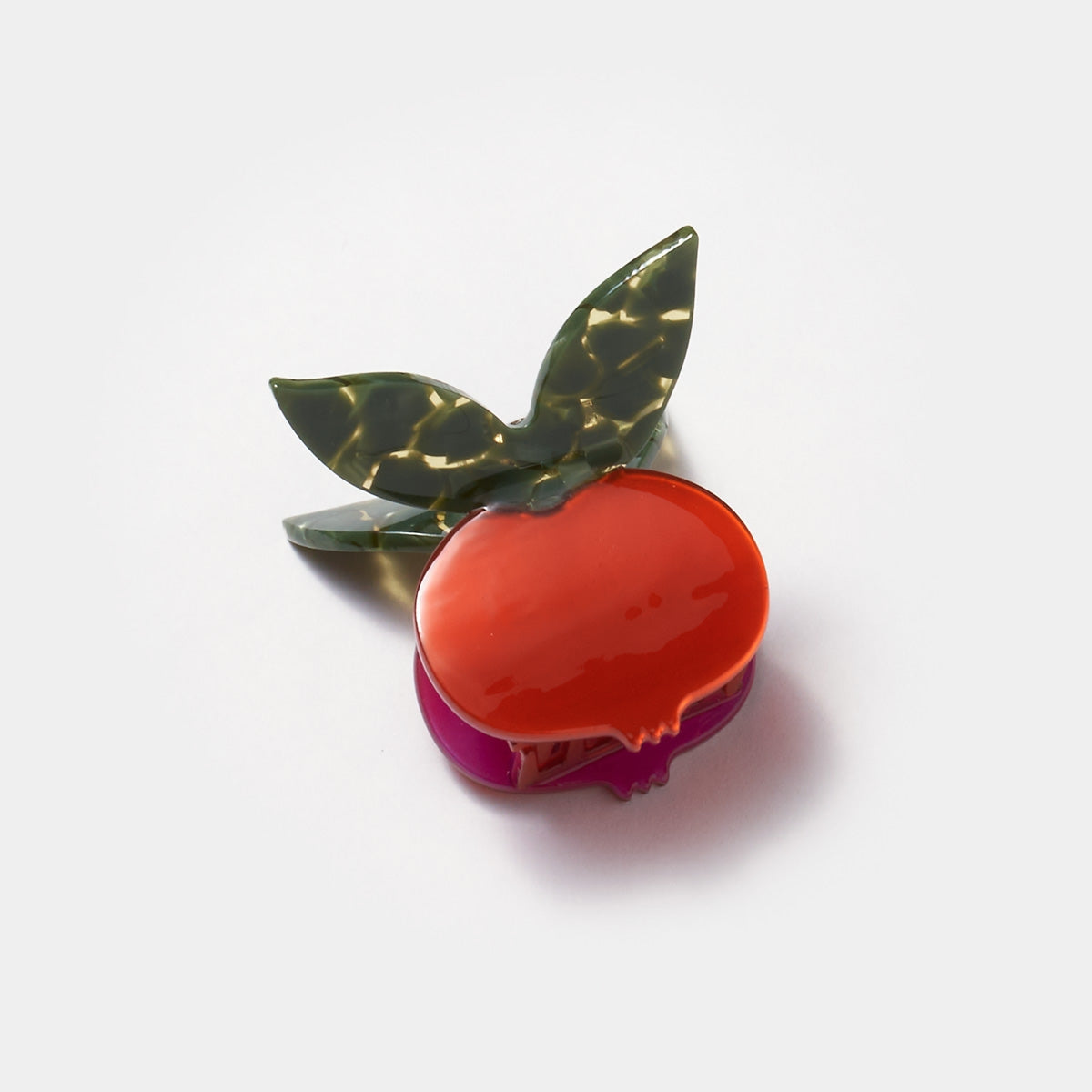 Pomegranate red butterfly hair claw with green marbled wings and snap clamp