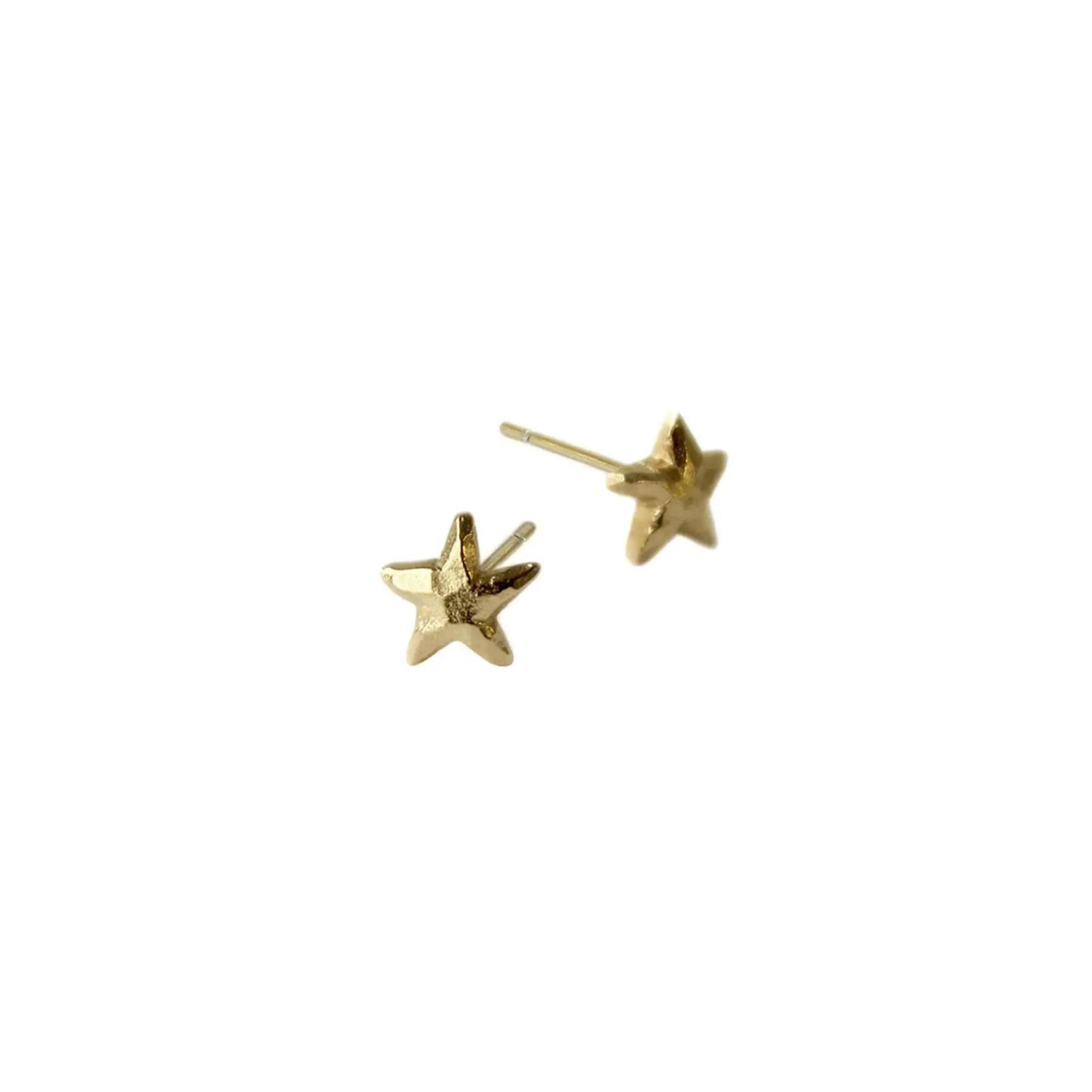 Gold-plated star stud earrings with two pointed star charms