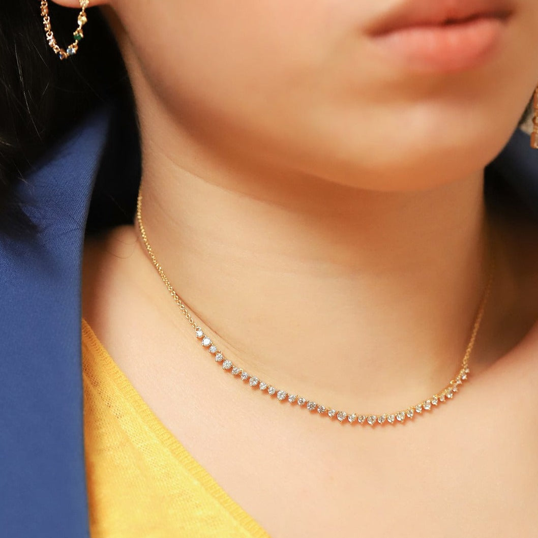 CZ Pointed Bib Necklace