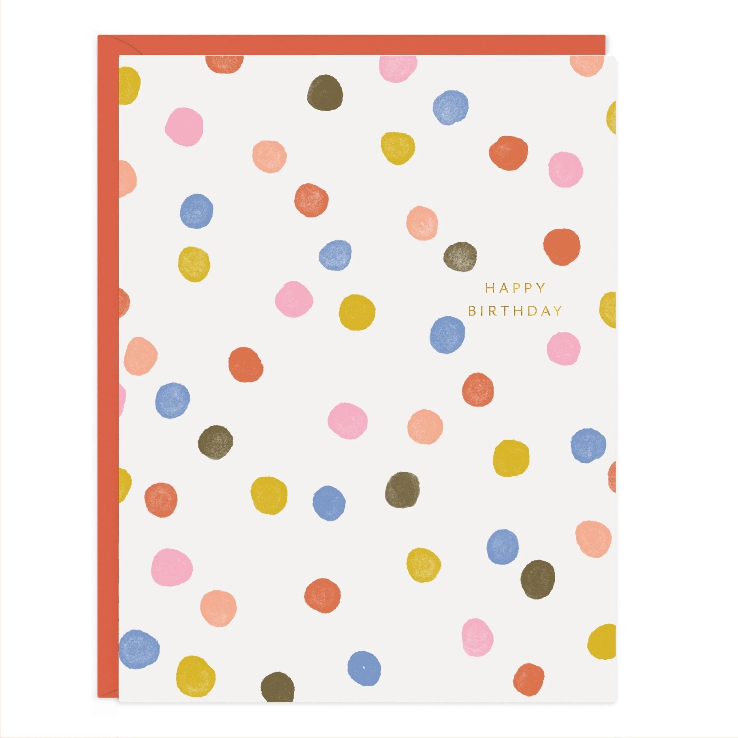 Birthday confetti dots card with multicolor dots and 'Happy Birthday' text